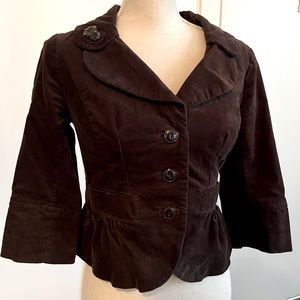 Cidra Anthropologie Brown Velvet Blazer Jacket 2